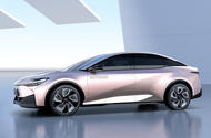 Toyota BZ3 Autocar Render 2022 side quarter