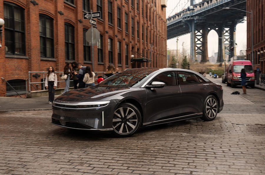 Lucid Air 2023 front quarter tracking New York