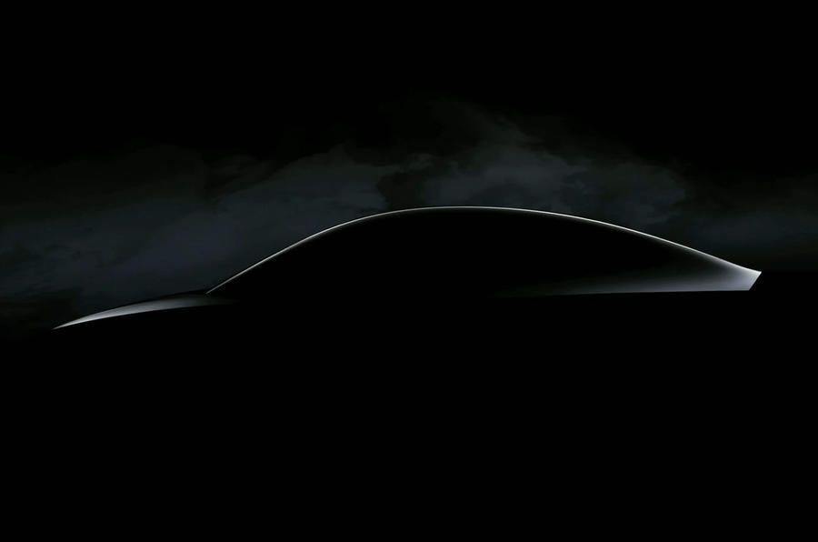 Silhouette of a new Tesla car