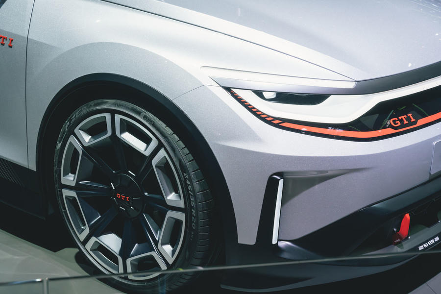 Volkswagen ID GTI concept in grey, at the Munich motor show – front wheel