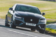 jaguar xe update review 2024 01 cornering front