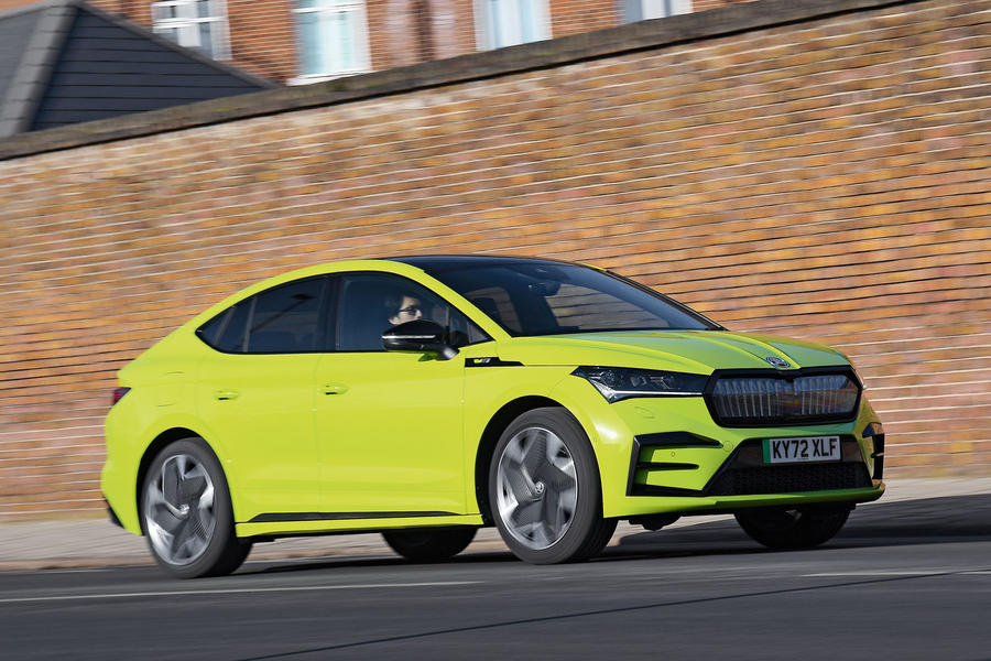 Skoda Enyaq vRS front quarter driving