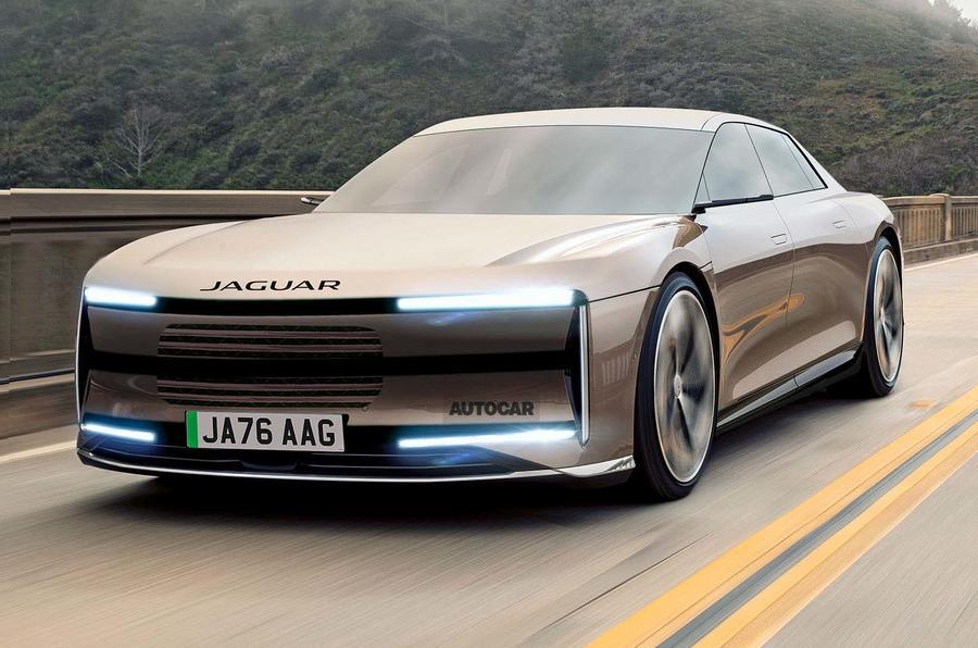 Jaguar electric limousine render – front quarter tracking