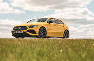 Mercedes Benz A200 in yellow front three quarters