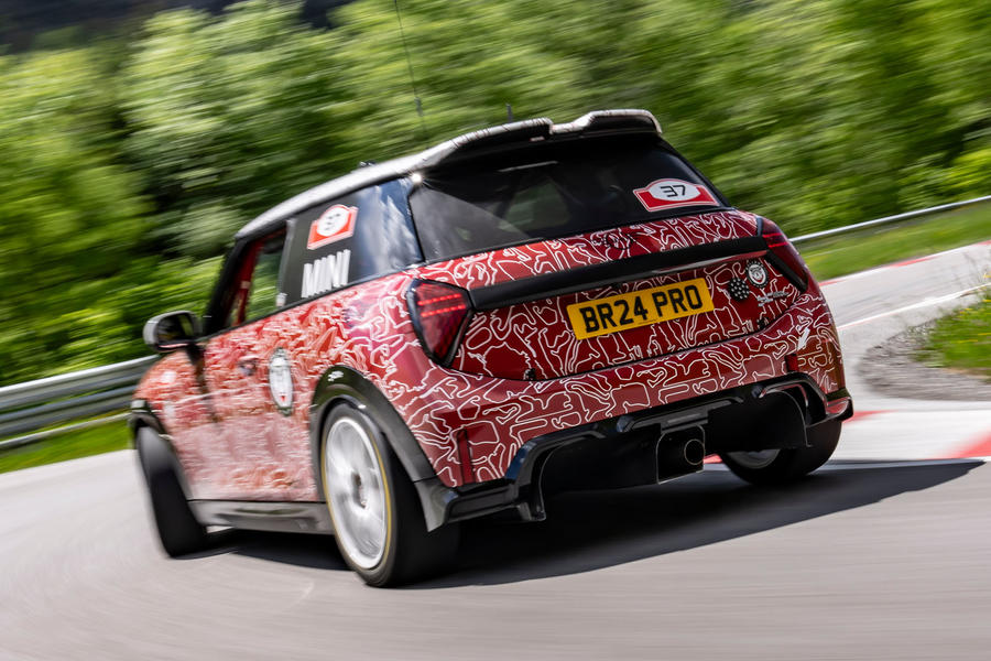 Mini John Cooper Works race car cornering – rear quarter