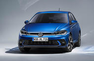 volkswagen polo in studio front three quarters