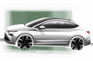 Skoda Enyaq facelift sketch front quarter