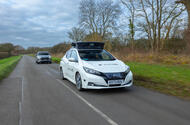 Nissan evolveAD Nissan leaf on rural road in UK